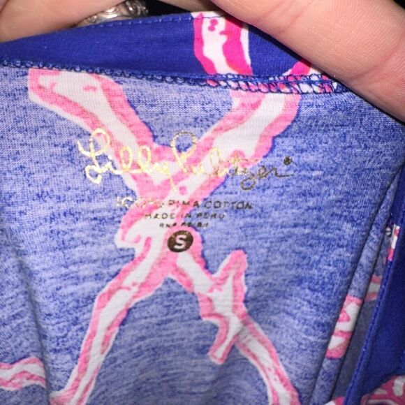 Lilly Pulitzer Santorini blue & deep dive pink S Alida top - Picture 5 of 5